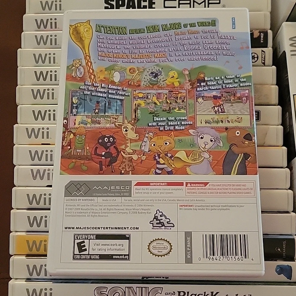 Major Minor’s Majestic March Wii Game No Visable Stratches Original Case & Paper
